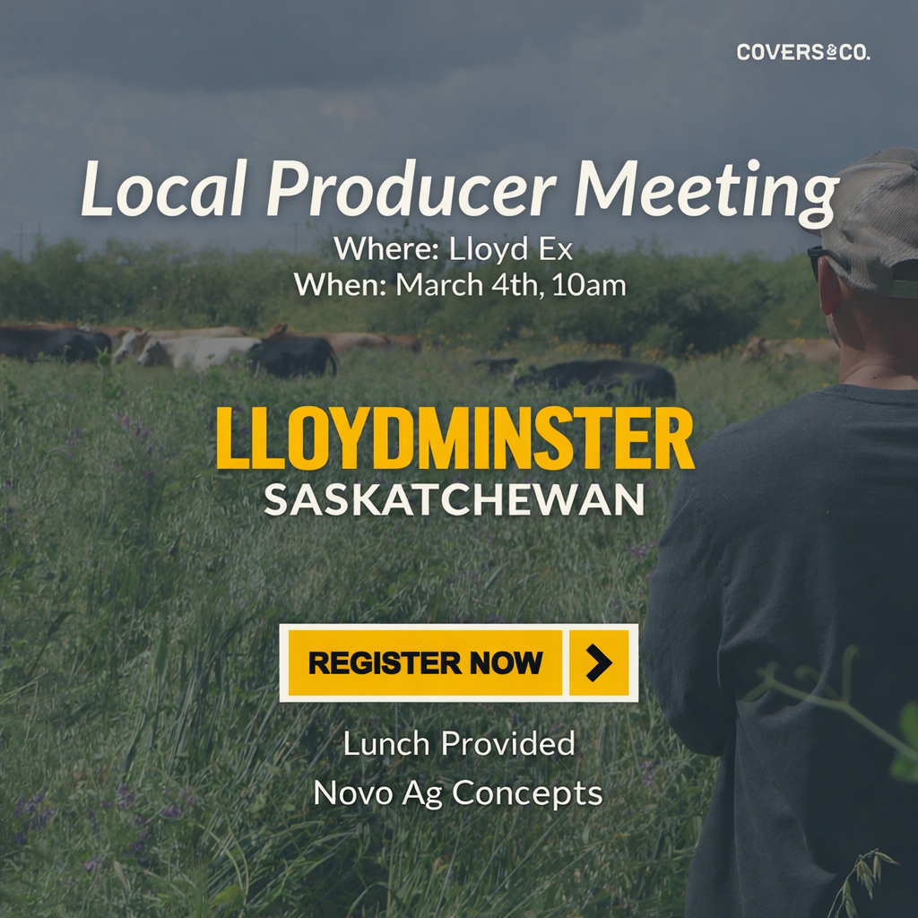 March 4th 2026

Keegan Miller, Territory Manager with Covers & Co, will walk through how cover crops are being used in real-world Western Canadian systems to improve soil structure, extend grazing opportunities, and support long-term productivity. He’ll share field experience, species selection insights, and what’s working — and what isn’t — in operations similar to yours.  Representatives from Vantage Ag and BioDrive will also provide perspectives on land and fertility management for improving soil health and building stronger more vigorous plants . This meeting is designed for producers looking for practical information — straightforward conversation, local relevance, and concepts you can evaluate for your own farm.
