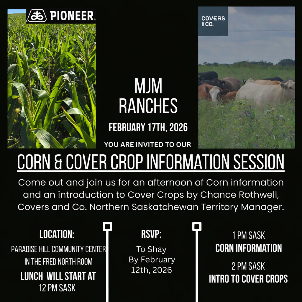 Join us for an afternoon focused on corn production and the role cover crops can play in forage and grazing systems. We’ll start with corn information, followed by an introduction to cover crops led by Chance Rothwell, Northern Saskatchewan Territory Manager with Covers & Co. This session will cover practical considerations, management insights, and how these systems can work together on the ground. Lunch will be provided, with plenty of time for discussion and questions.