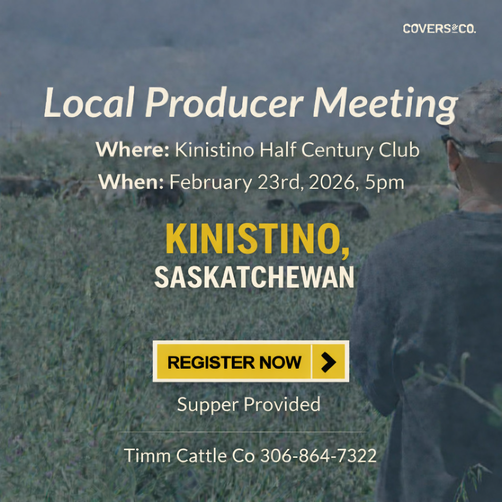 Join local producers for an in-person discussion on cover crop use and on-farm experiences. Chance Rothwell of Covers & Co. will lead a practical conversation around cover crop practices, including where they fit in Western Canadian operations, what’s working, and what challenges producers are seeing in real conditions.

This meeting is designed to be straightforward and producer-focused, with time for questions, shared experiences, and open discussion. Whether you’re just starting to look at cover crops or already using them in your rotation, this is an opportunity to connect with other producers and talk through real-world applications.

Supper will be provided.
